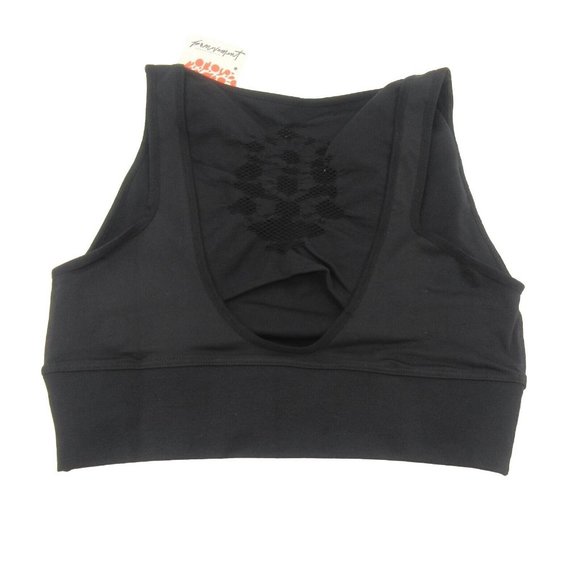 Free People Movement Good Karma Logo Sports Bra Top Women's Size M/L Black NEW - Picture 2 of 9